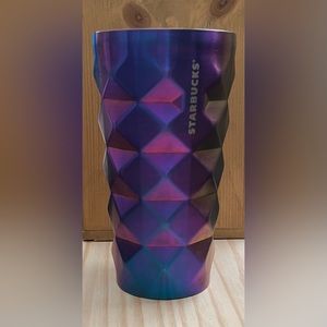 STARBUCKS Purple Iridescent Pineapple Tumbler Cold Cup Geometric RARE 16oz